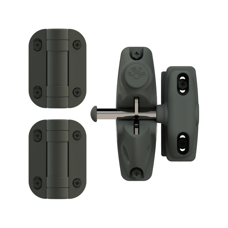 Protectoral g8safe Double Sided Gravity Latch & Hinges Gate Kit 140mm Woodland Grey - Easy Installation, Durable - SuperSaverAU - view 1