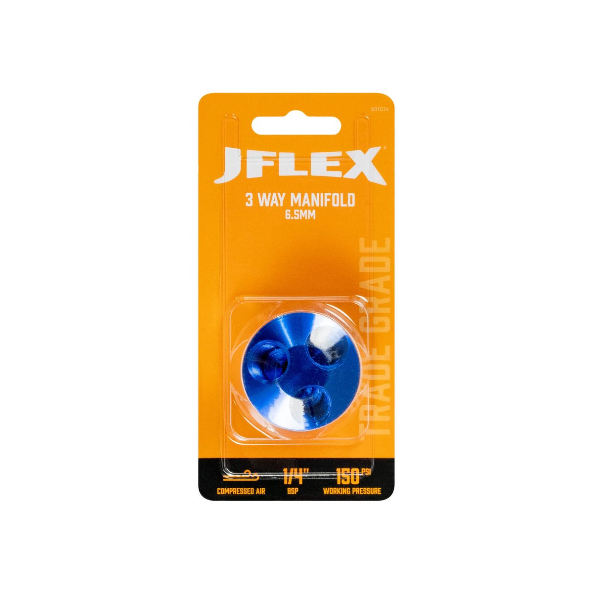 Jflex 3 Way Manifold - 1/4" BSP Female - Anodised Blue - Compact Design - SuperSaverAU - view 3