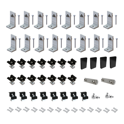 Black Tin Kit 30 35mm - Solar Panel Mounting Kit for 8 Panels - Black - SuperSaverAU - view 1