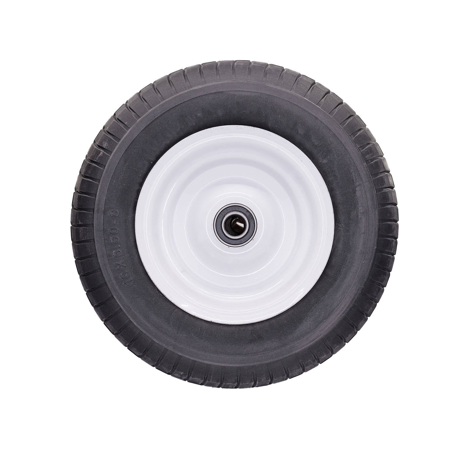 Easyroll 6.5 x 8" Flat Free Puncture Proof Wheelbarrow Wheel, 1" Axle, PU Foam Steel, 150kg