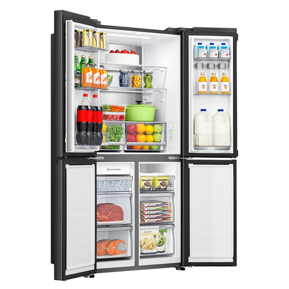 Hisense 483L French Door Fridge - Dark Stainless Steel - Non-Plumbed Ice and Water Dispenser - HRCD483TBW