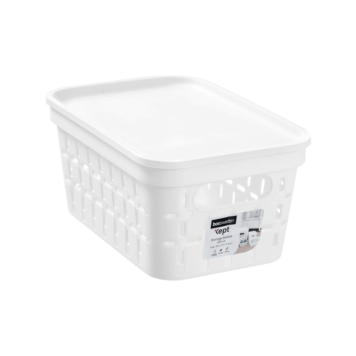Boxsweden Kept Storage Basket - Small 26x17.5x12.5cm - White - Stackable - SuperSaverAU - view 1