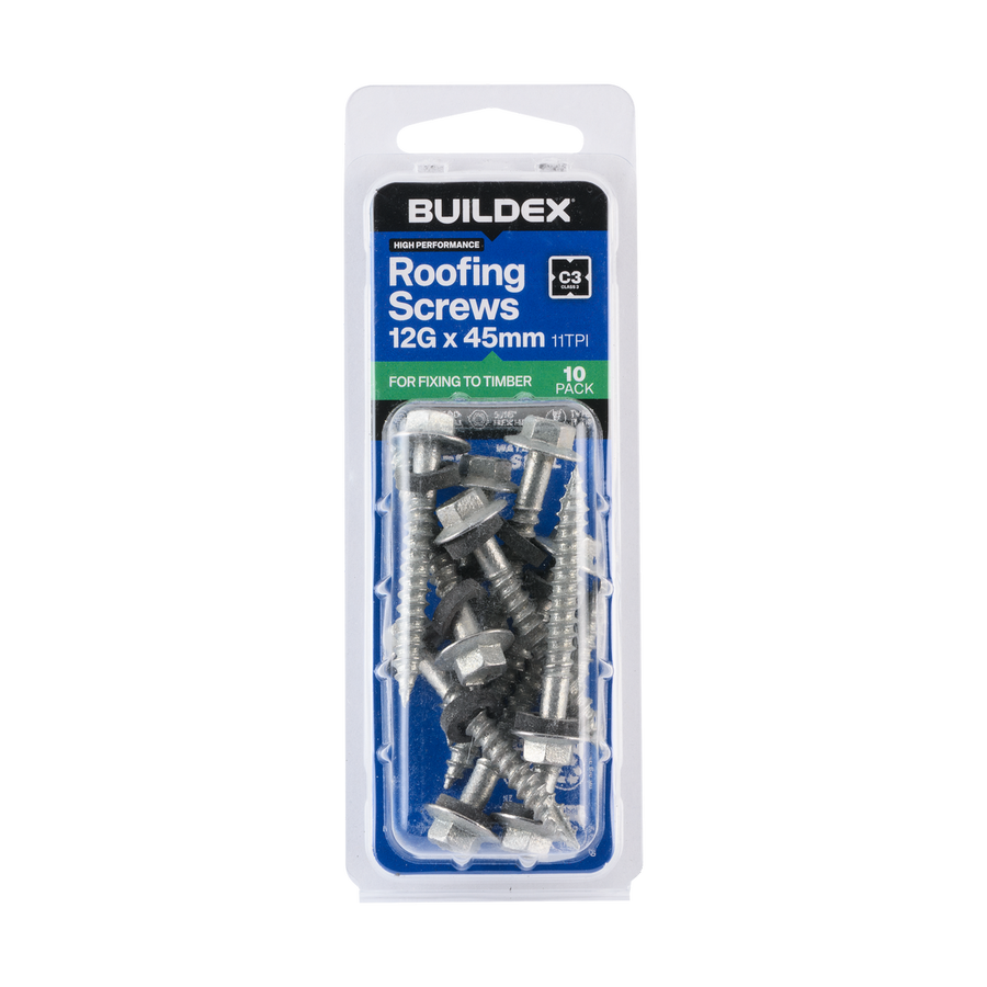 Buildex Cladding Screws 12g x 45mm - Pack of 10 - Zinc-Alloy - Type 17 - SuperSaverAU - view 1