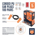 Citeco Class 5 PU Corded Ear Plugs - 100 Pairs - Comfortable Foam - Reusable - SuperSaverAU - view 4