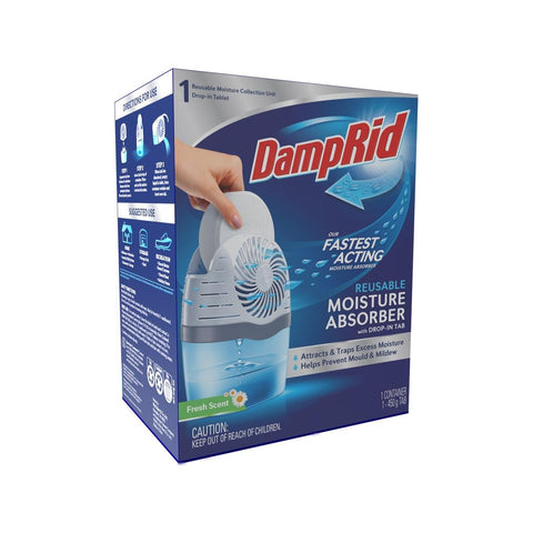 Damprid Reusable Moisture Absorber Drop-In Tab Starter - 1 Tab - 170mm x 220mm - Fresh Scent - Eliminates Musty Odours - SuperSaverAU - view 1