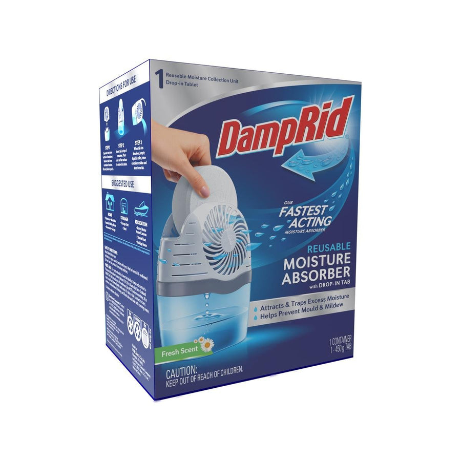 Damprid Reusable Moisture Absorber Drop-In Tab Starter - 1 Tab - 170mm x 220mm - Fresh Scent - Eliminates Musty Odours - SuperSaverAU - view 1