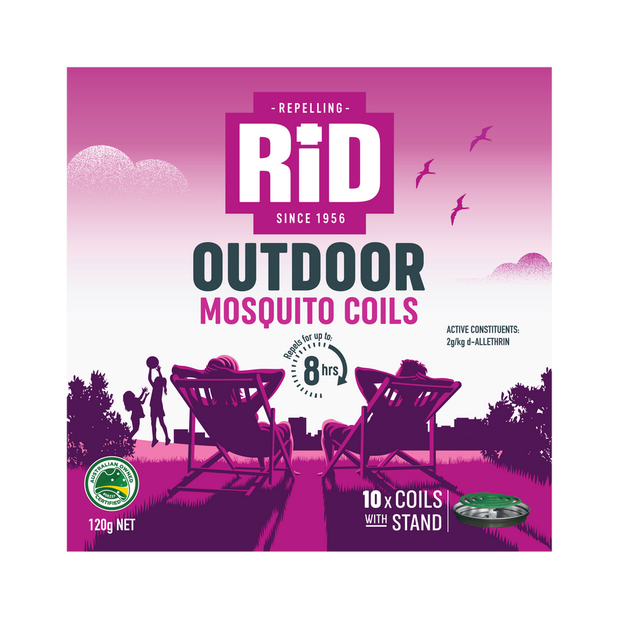 RID Insect Repellent Mosquito Coils 10 Pack Matt Black Ash Tray - SuperSaverAU - view 1