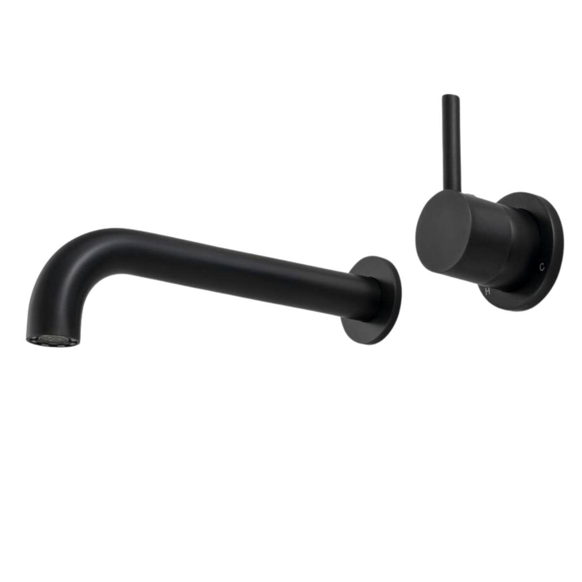 Rogerseller Tonic Up Wall Basin Mixer 200mm - 6 Star WELS - Matte Black Finish - 3606014511