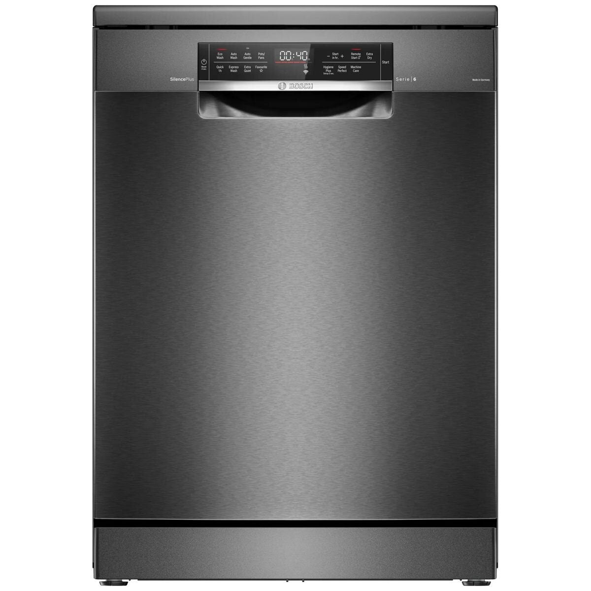 Bosch Series 6 60cm Freestanding Dishwasher - 15 Place Settings, Black Inox, Home Connect - SMS6HCB01A