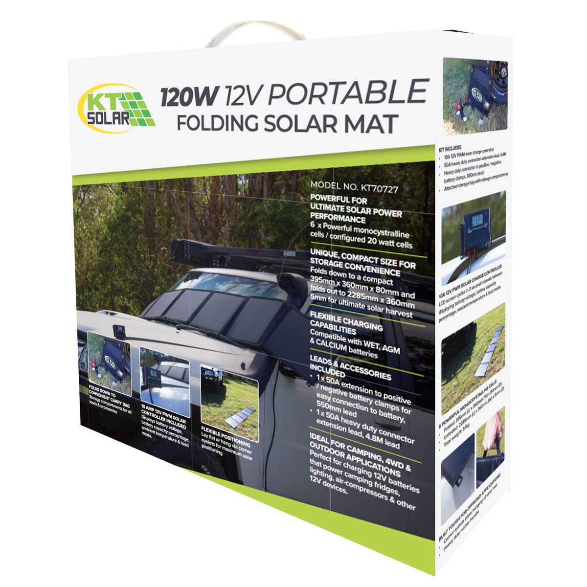 KT Solar 120W 12V Blanket Solar Panel Kit - Portable - Black - Includes 10A PWM Controller - SuperSaverAU - view 4