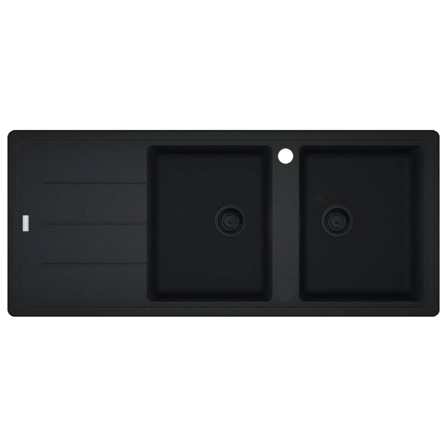 Franke Basis double bowl topmount sink - left hand drainer - Matte Black Fragranite - BFG621MBLHD-B
