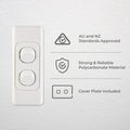 DETA Double Architrave Switch - White Polycarbonate Vertical 2 Switch 10A 240V