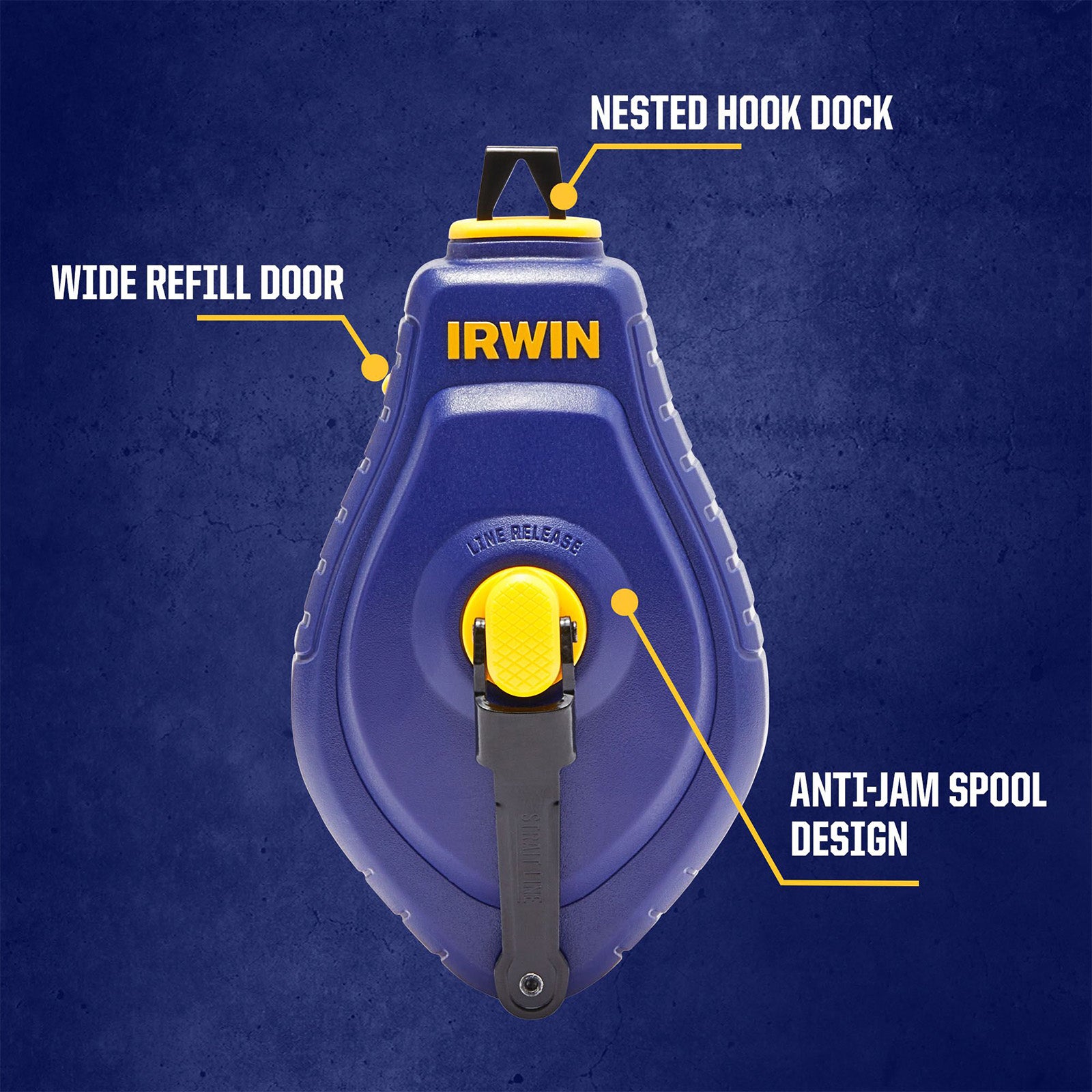 Irwin Strait-Line Speedline Chalk Reel 30m with Blue Chalk and Line Level