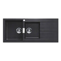 Abey Schock Signus 1 and 3/4 Bowl Topmount Sink with Right Hand Drainer - Black Magma Cristadur - D200BL