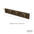 Mode 4 Brass Cow Hooks on Oak Board Hook Rack - 450mm - Decorative Storage - SuperSaverAU - view 3