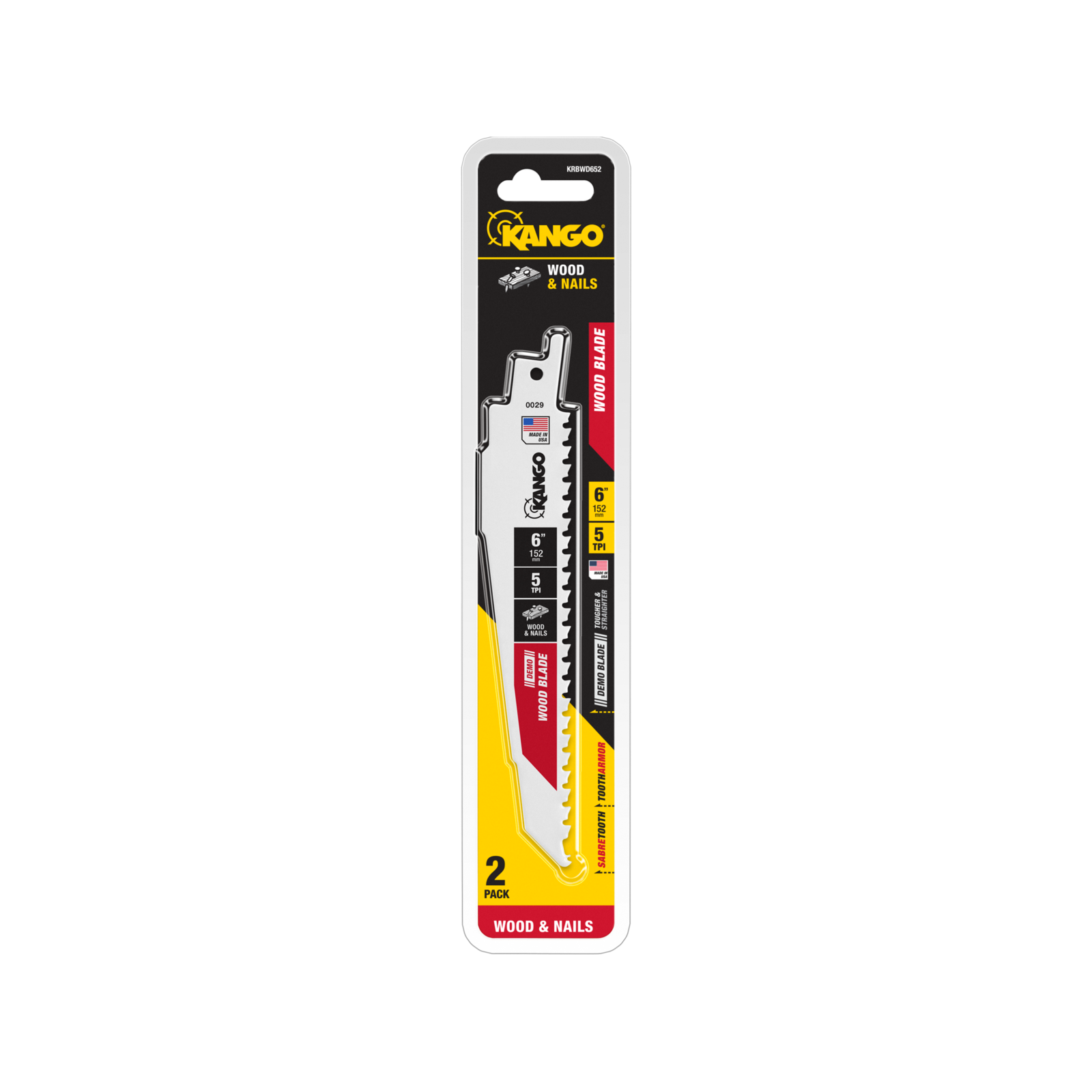 Kango 6" 5 TPI Wood Demo Reciprocating Saw Blades - 2 Pack