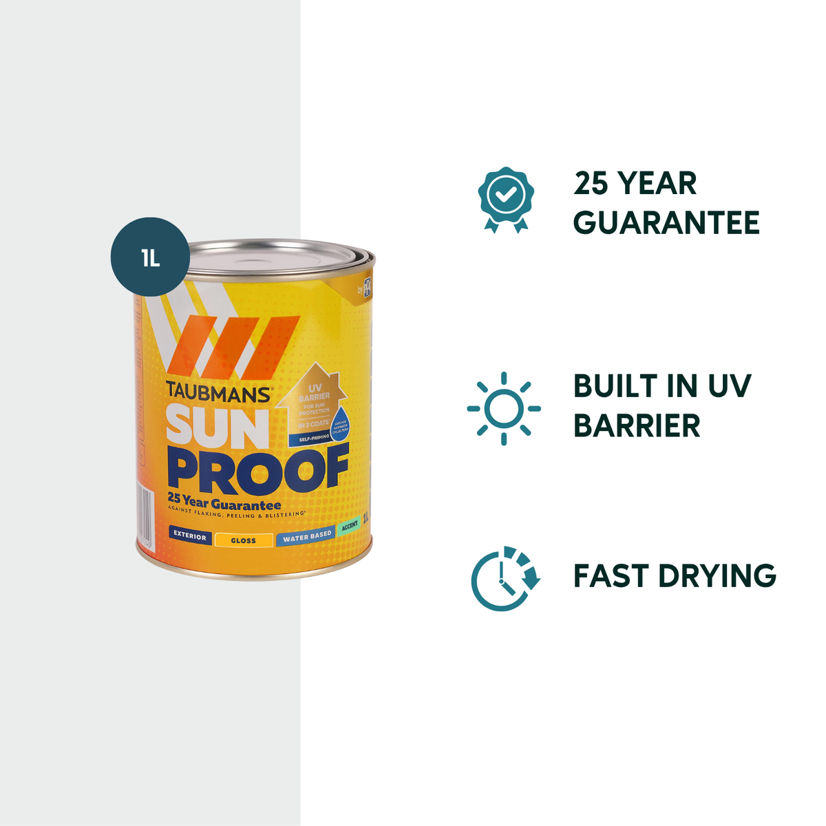 Taubmans 1L Accent Gloss Sunproof Exterior Paint - Water-Based - UV Protection - SuperSaverAU - view 2
