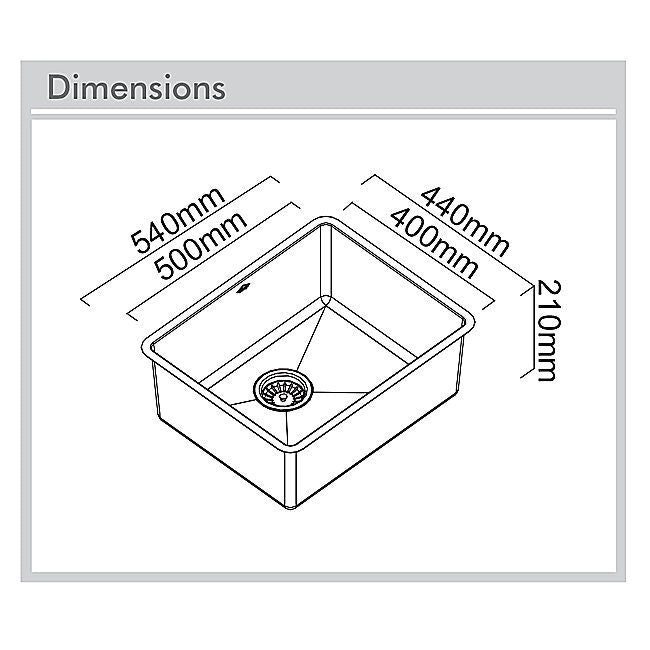 Abey Lucia Single Bowl Sink - SUS304 Satin Stainless Steel, Top, Under or Flush Mount - LUA130