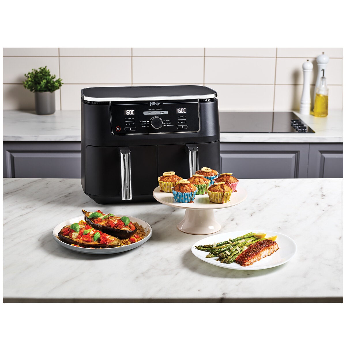 Ninja Foodi Max Dual Zone Air Fryer 9.5L - Black - Smart Finish, Match Cook, Six Functions - AF400
