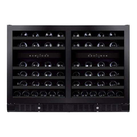 Grand Cru 92 Bottle Multi Zone Wine Fridge - Black Rimless Glass Door - Underbench Option - GCWF92MZBLK