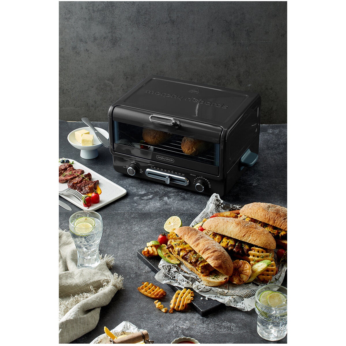Morphy Richards MultiOven Titanium 12L Benchtop Oven - 2000W, Non-Stick Dual-Texture Pan - MRMPO12T
