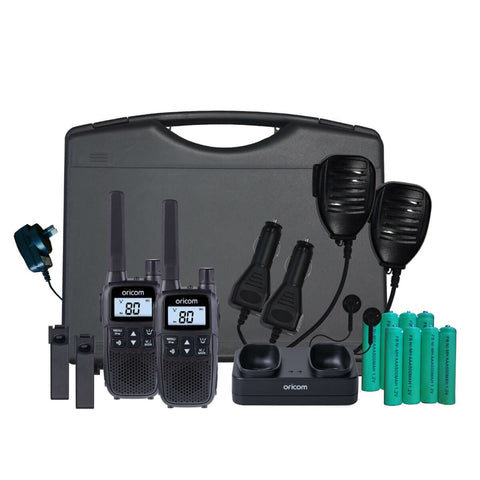 Oricom 2W handheld UHF CB radio trade pack - 2 radios, LED torch, 80 channels, VOX - UHFTP2390