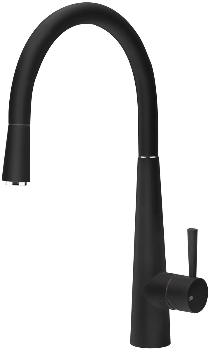 Gessi Gooseneck Pull Out Kitchen Mixer Tap - Black, Single Jet Spray, 5 Star WELS - 20577B