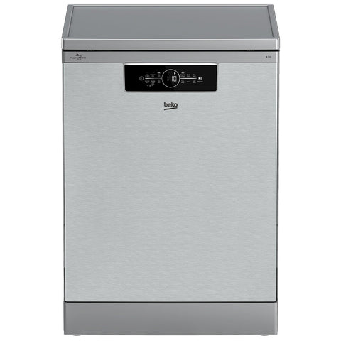Beko 60cm Freestanding Dishwasher - 14 Place Settings, Stainless Steel, Auto Program, Steam Gloss - BDFB1430X