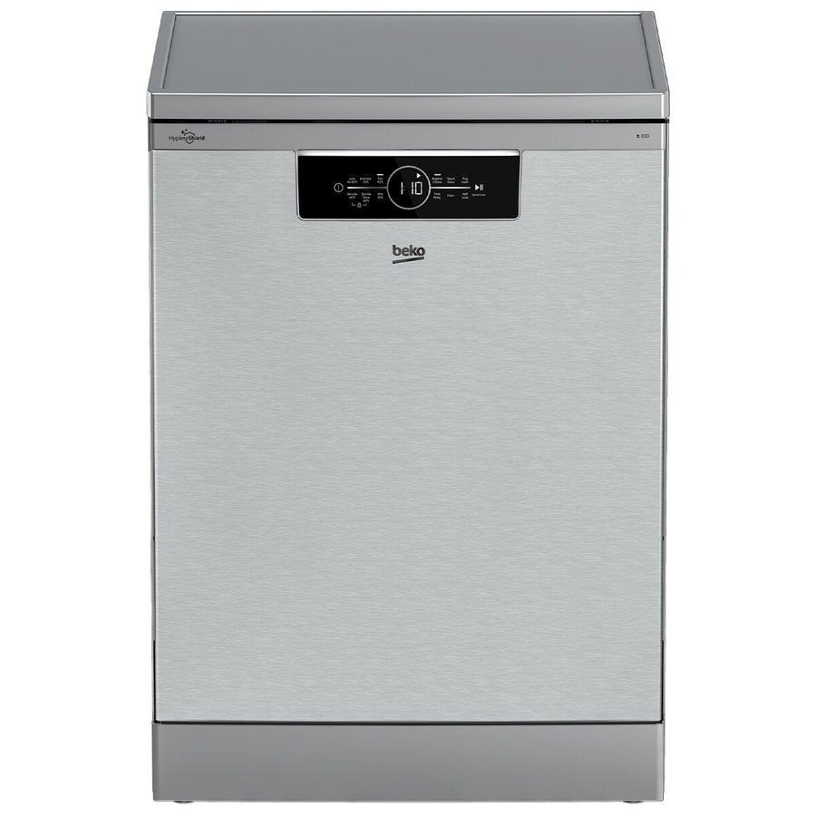 Beko 60cm Freestanding Dishwasher - 14 Place Settings, Stainless Steel, Auto Program, Steam Gloss - BDFB1430X