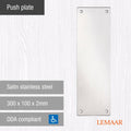 Lemaar Push Plate 300 x 100 x 2mm Satin Stainless Steel DDA Compliant - SuperSaverAU - view 2