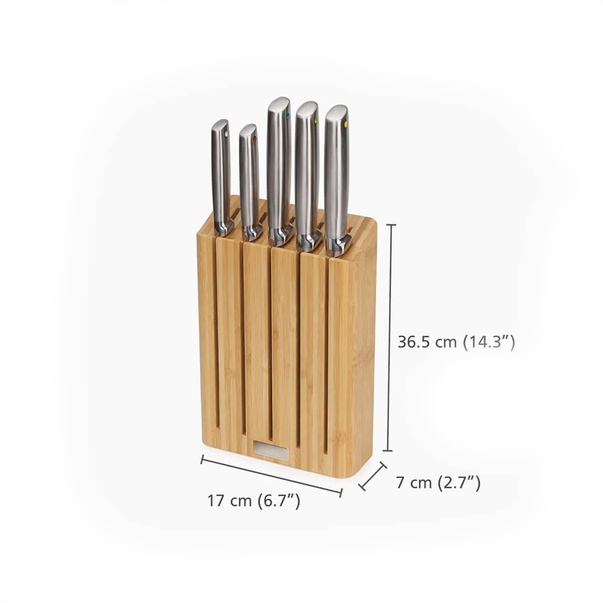 Joseph Joseph Elevate 5 Piece Knife Block Set - Steel Knives and Bamboo Block - 10564