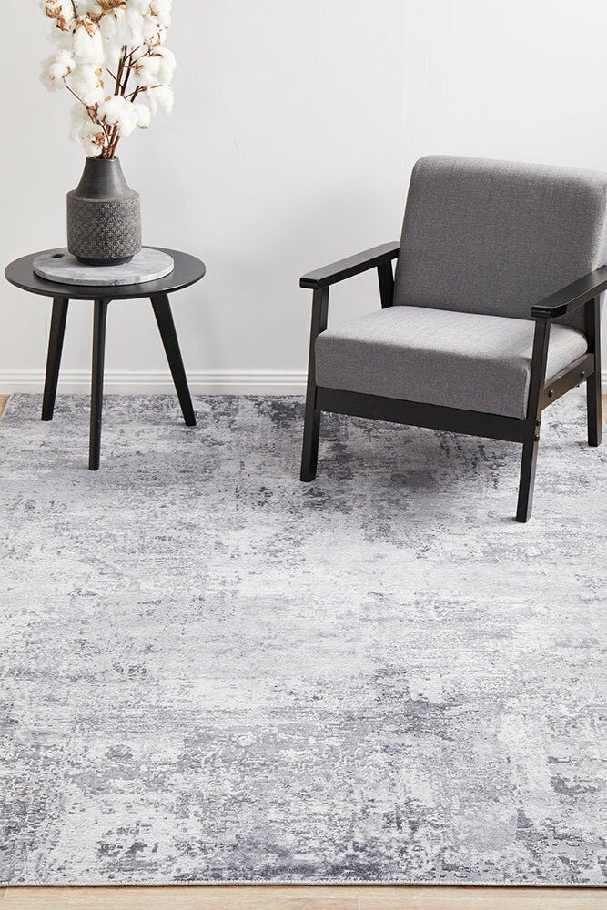 Rug Culture Illusions Medium Silver & Grey Polyester Rug 220x150cm - 3mm Pile - ILU156SILVER220X150