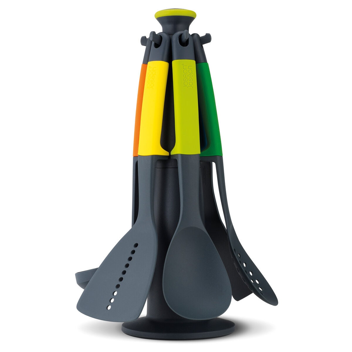 Joseph Joseph 6 Piece Kitchen Utensil Set with Rotating Stand - Heat-Resistant Nylon Heads - 10118