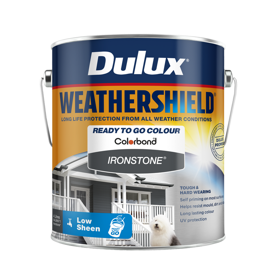 Dulux Weathershield Low Sheen Exterior Paint 4L - Ironstone - 4L - SuperSaverAU - view 1