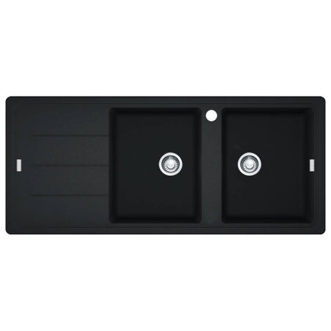 Franke Basis double bowl topmount sink - left hand drainer - Onyx Fragranite - BFG621ONLHD-B