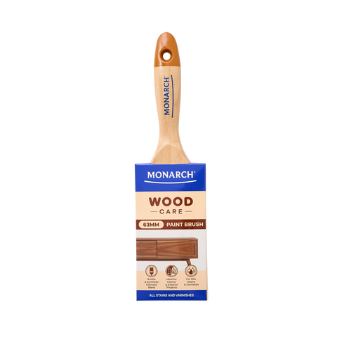 Monarch 63mm Woodcare Paint Brush Gold Filament Timber Handle