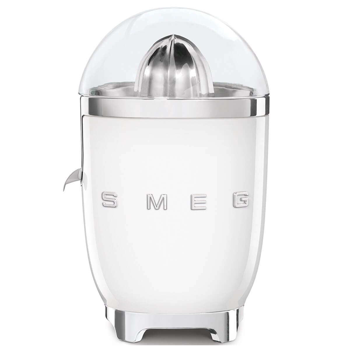 Smeg 50s Style citrus juicer - White, stainless steel reamer and strainer, Tritan Renew bowl - CJF11WHAU