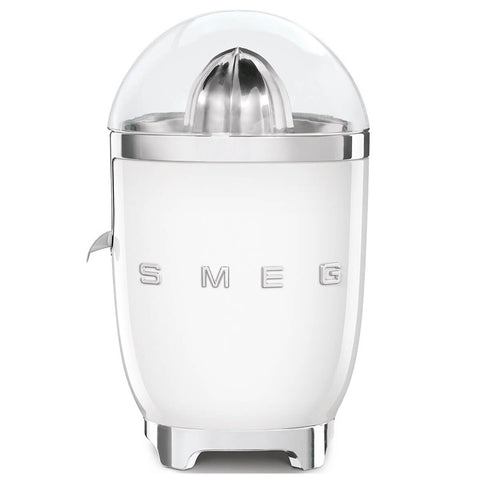 Smeg 50s Style citrus juicer - White, stainless steel reamer and strainer, Tritan Renew bowl - CJF11WHAU