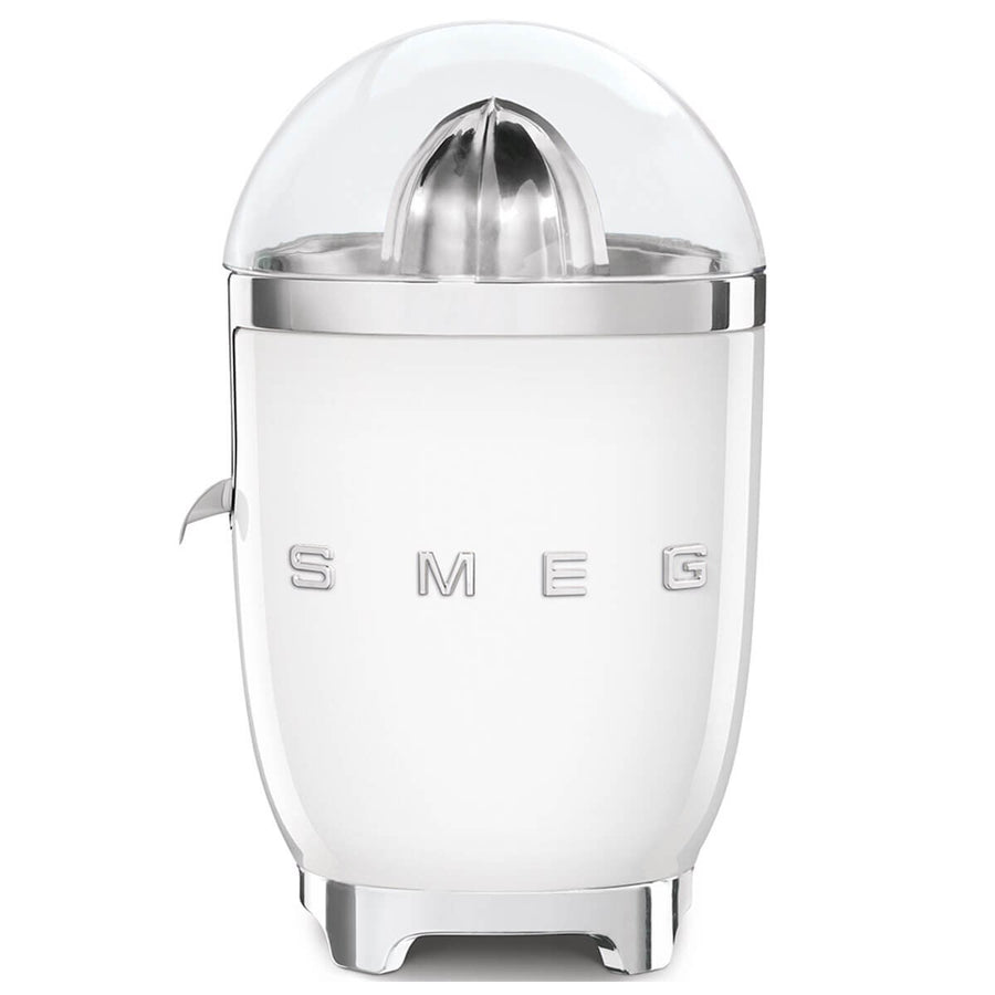 Smeg 50s Style citrus juicer - White, stainless steel reamer and strainer, Tritan Renew bowl - CJF11WHAU
