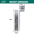Carinya 280 x 75mm Galvanised Steel Heavy-Duty Multi-Orientation Angle Bracket, 75kg