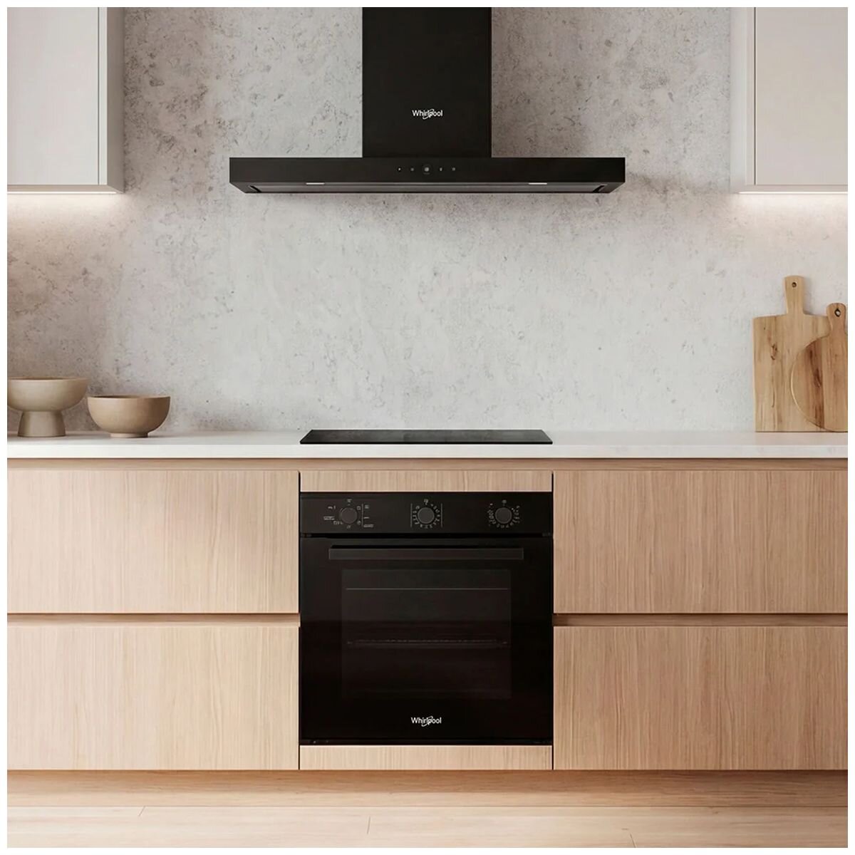 Whirlpool 60cm multi-function oven - 67L net, forced air cooking, SmartClean, black glass - W3OMK35HR0BA