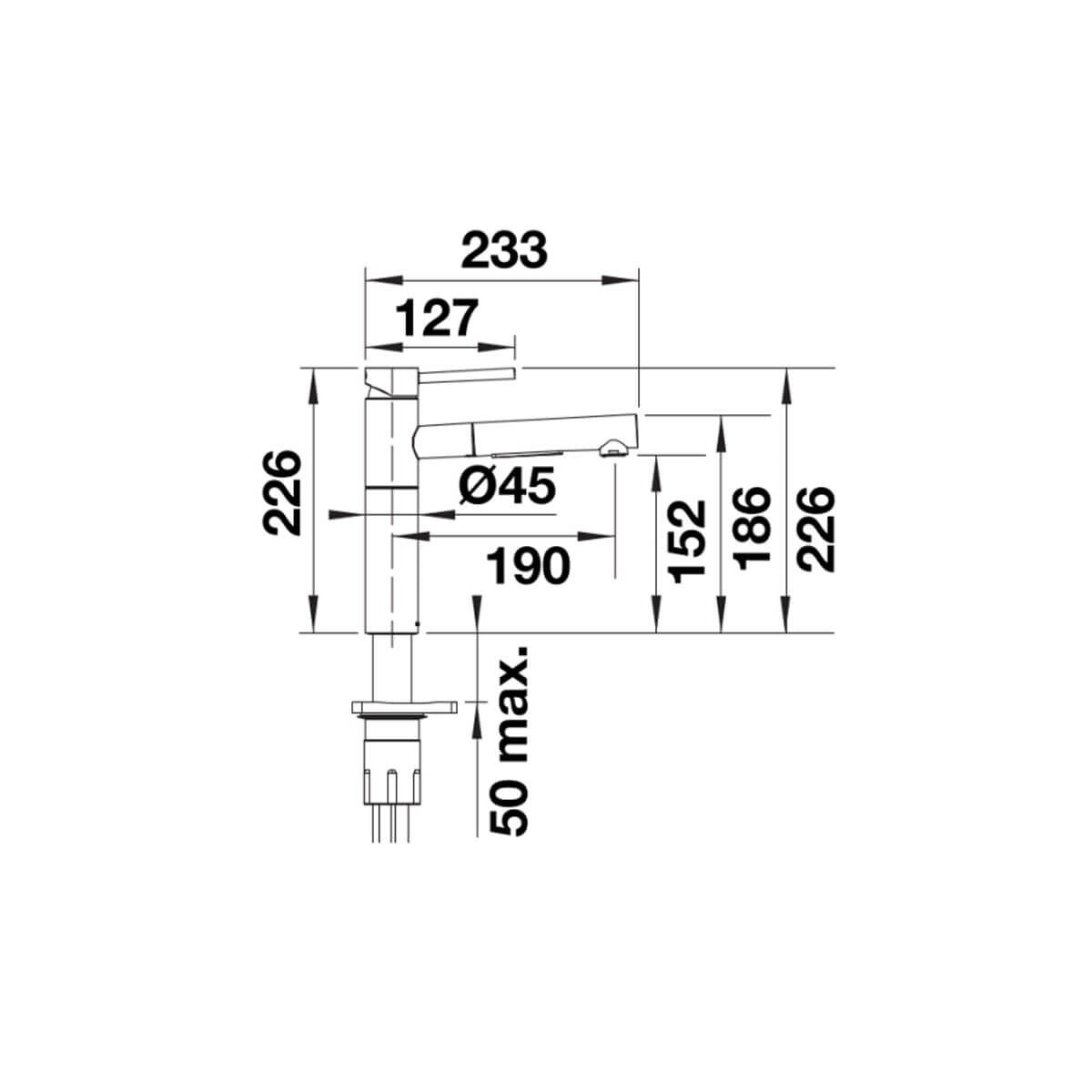 Blanco Slim Top-Lever Pull-Out Mixer Tap - Galvanic Chrome - 140° Swivel Spout - 527578