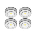 Click Led Puck Lights 4 Pack - Indoor Battery-Operated Lighting - Silver - 168mm x 25mm x 68mm - SuperSaverAU - view 1