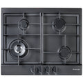 Artusi 60cm natural gas cooktop - 4 burners with wok, cast iron trivets, matte black - AGH65MB