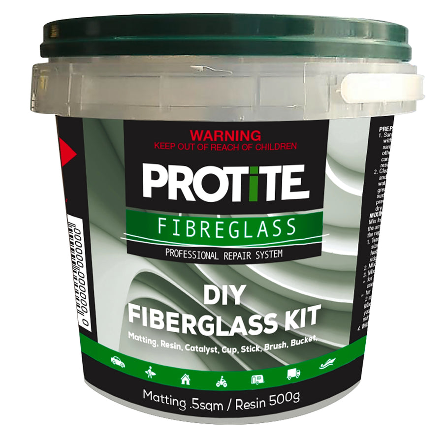 Protite Medium Fibreglass Repair Kit 500g - Sandable, Stainable, Paintable, UV Resistant
