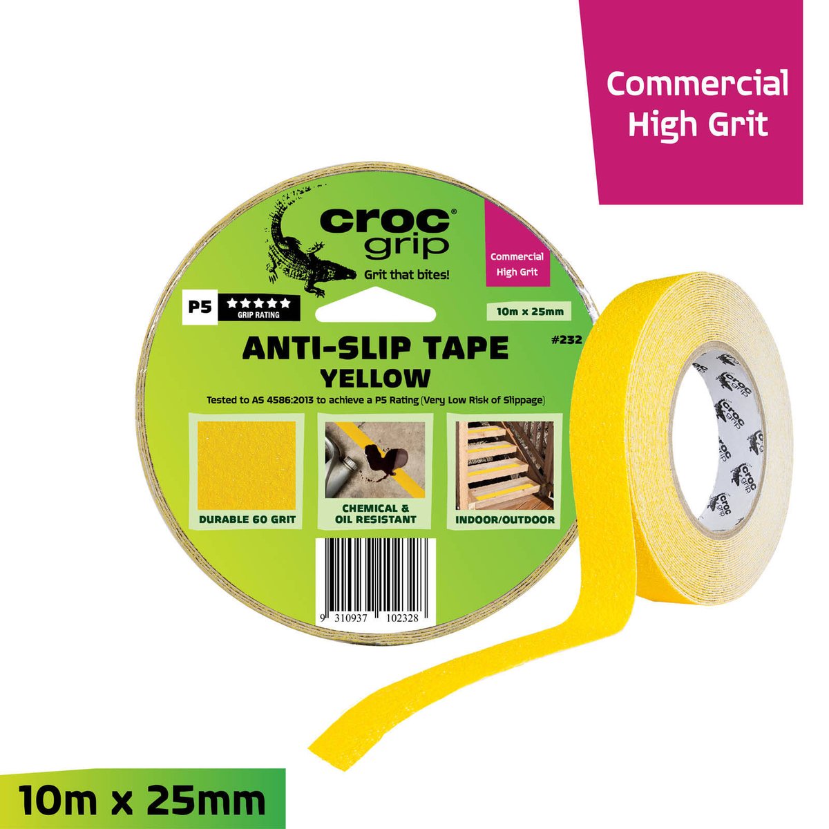 Croc Grip Anti Slip Tape - 10m x 25mm - Self-adhesive - P5 Rated - SuperSaverAU - view 2