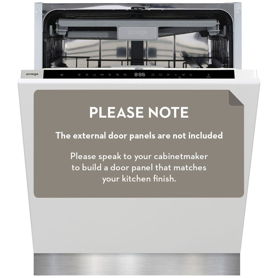 Omega 60cm Fully Integrated Dishwasher - 15 Place Settings, Auto Open Drying, Seven Programs - ODWIF6015
