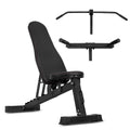 Cortex Exercise Bench Complete Set - Adjustable Angles, Chin-up and Dip Attachment, Black - BENCHBN6-SET