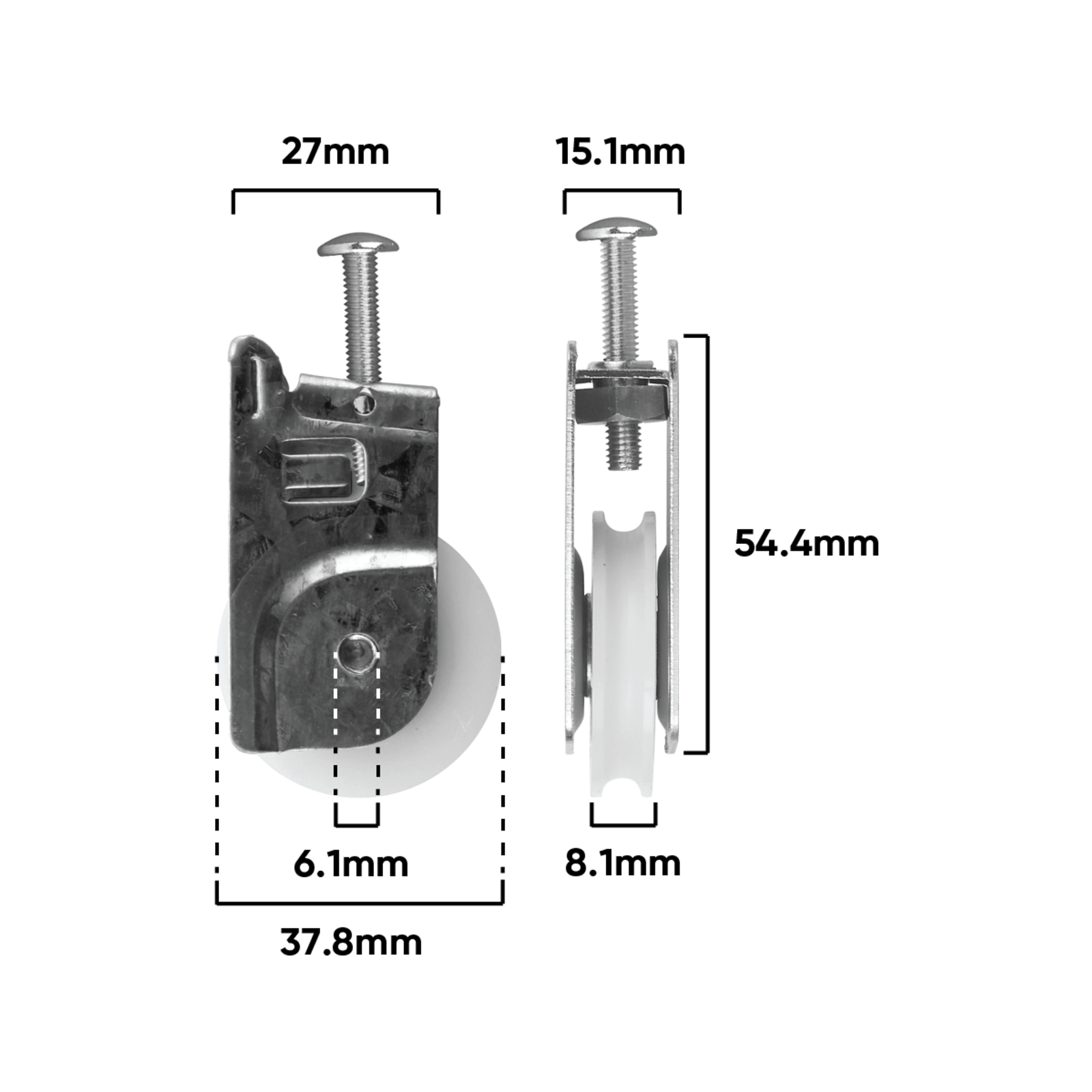 Rolltrak Adjustable Steel Carriage & Acetal Roller - Timber Door