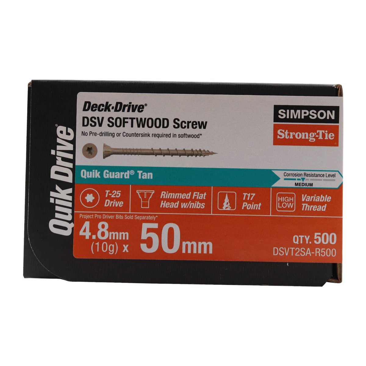 Simpson Strong Tie Quikguard Collated Decking Screw 10g x 50mm - 500 Pack - Corrosion Resistant - SuperSaverAU - view 2